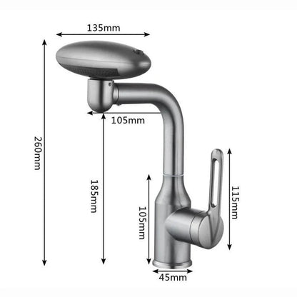 360° Rotating Chrome Faucet with 4-in-1 Multi-Directional Feature, including Rain and Waterfall Fountain Modes, for Bathroom and Kitchen Sink Basins