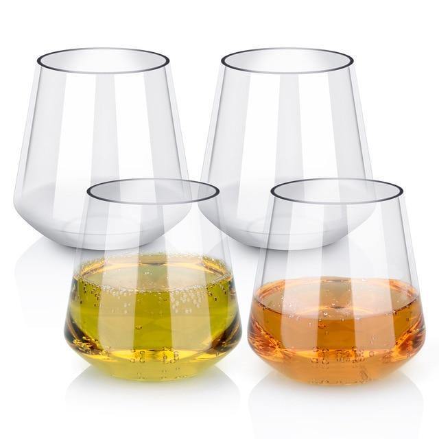 SearchFindOrder 4 Piece Set Model 2 Elegant Stemless Shatterproof Tritan Plastic Wine Cups