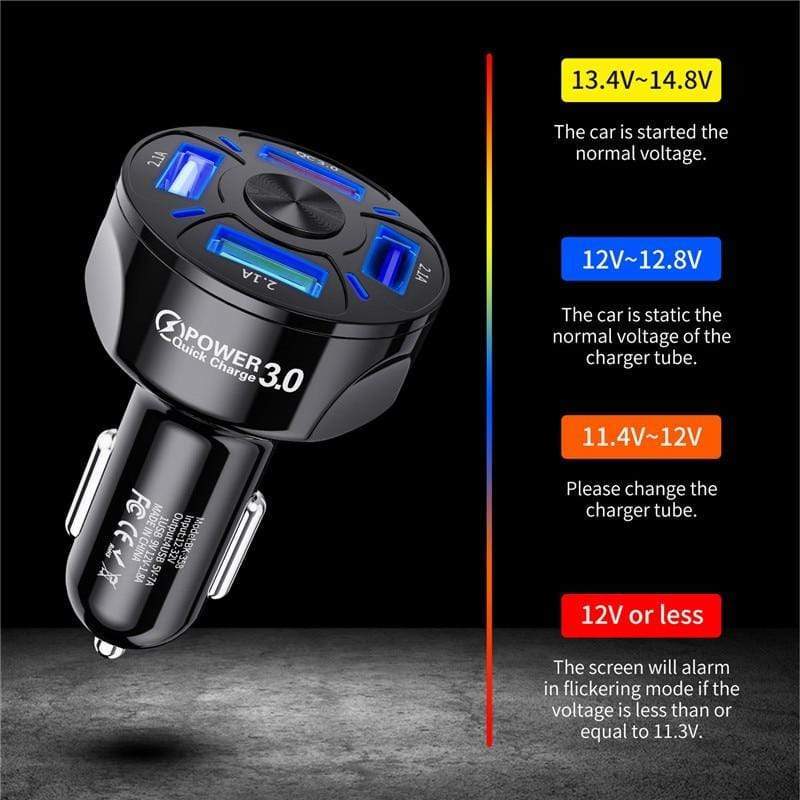 SearchFindOrder Black 4 Port USB Fast Charging 45W Car Charger