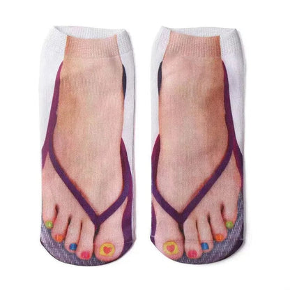 SearchFindOrder 16 Whimsical 3D Print Delight Socks Playful Flip Flop Edition