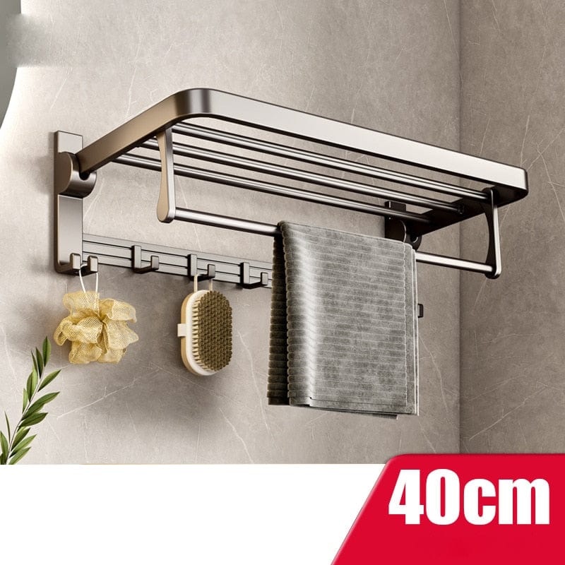 SearchFindOrder 50cm Easy Organizer Bathroom Aluminum Foldable Towel Rack