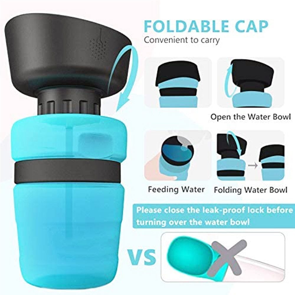 SearchFindOrder Pink no leak 500ml Foldable Leak-Proof Dog Water Bottle & Bowl