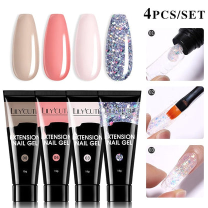 SearchFindOrder 016 Blossom Gel French Elegance Nail Kit 15ml Quick Extension Gel Set Soak Off Formula for DIY Manicures and Nail Art Perfection