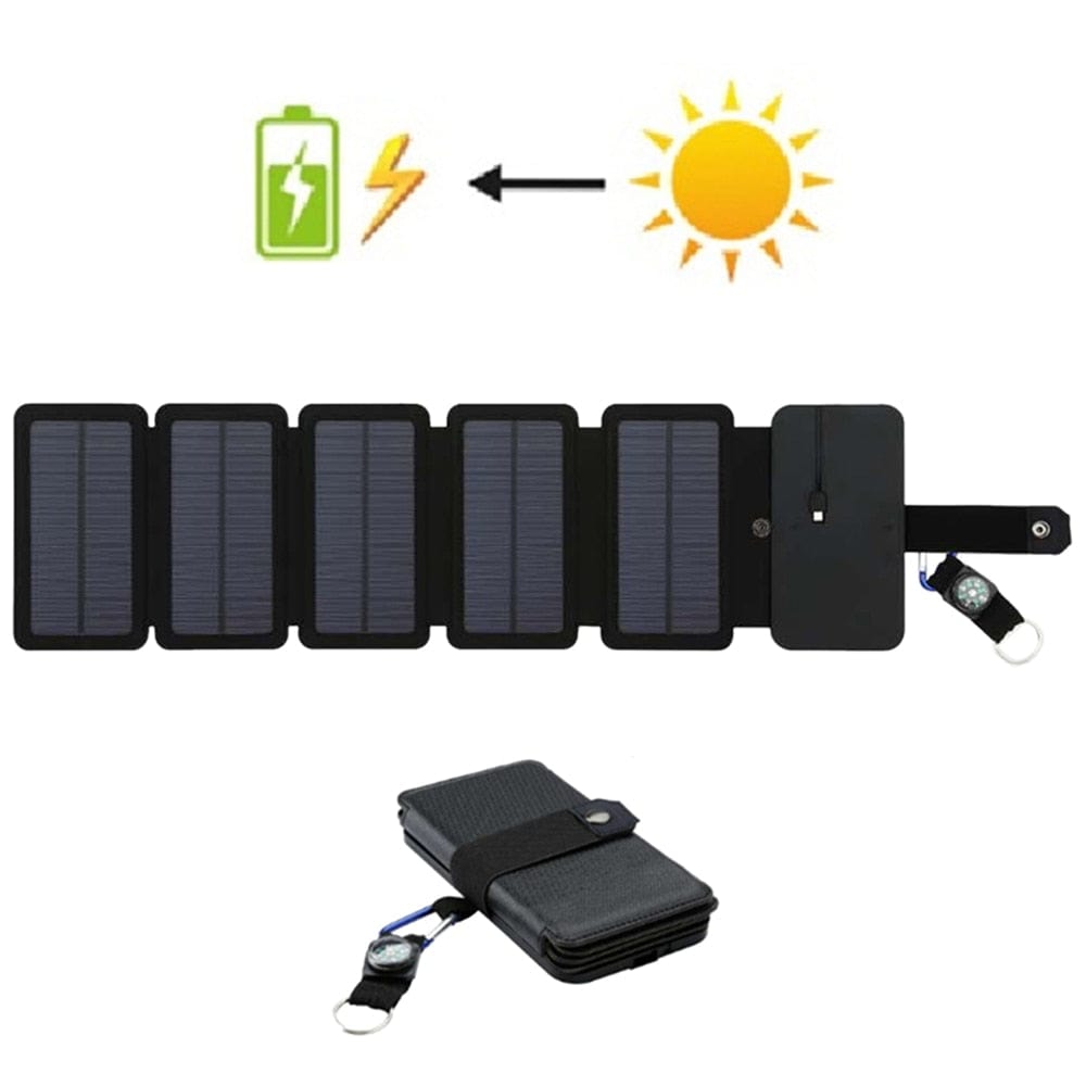 Portable 8W/10W Foldable USB Solar Panel Charger (5V/2.1A Max) for Camping, IPX4 Waterproof, Compatible with iPhone, Samsung, LG, etc.