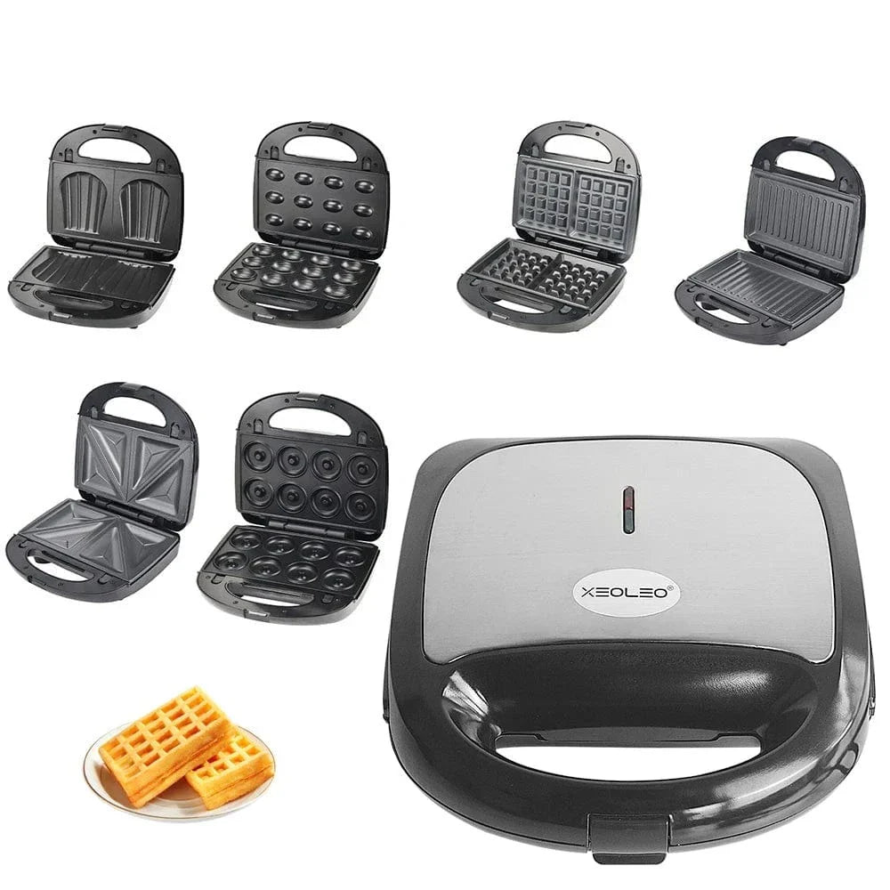 SearchFindOrder Black / 6 / 220V 50HZ | us | CHINA 6 In-1 Electric Waffle Maker Breakfast Machine