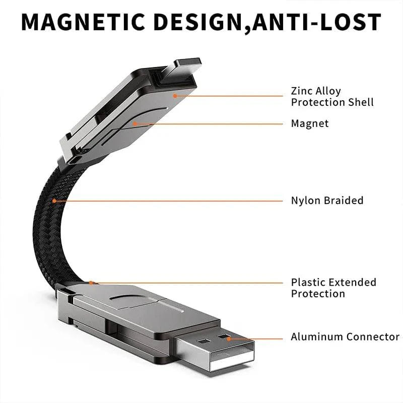 SearchFindOrder Gray 6-in-1 Fast Charging Cable Keychain