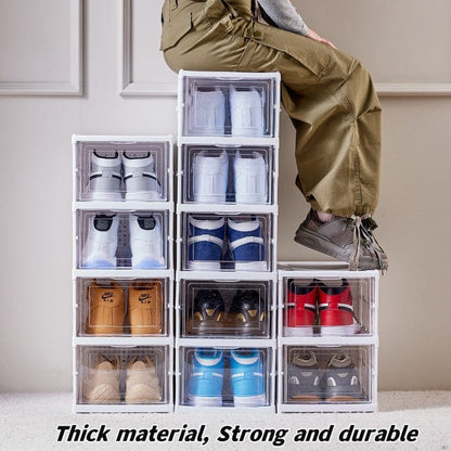 Multi Tier Stackable Sneaker Storage: Transparent, Dustproof, Foldable Shoe Boxes