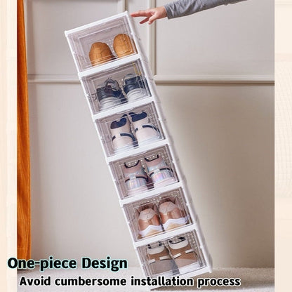 Multi Tier Stackable Sneaker Storage: Transparent, Dustproof, Foldable Shoe Boxes