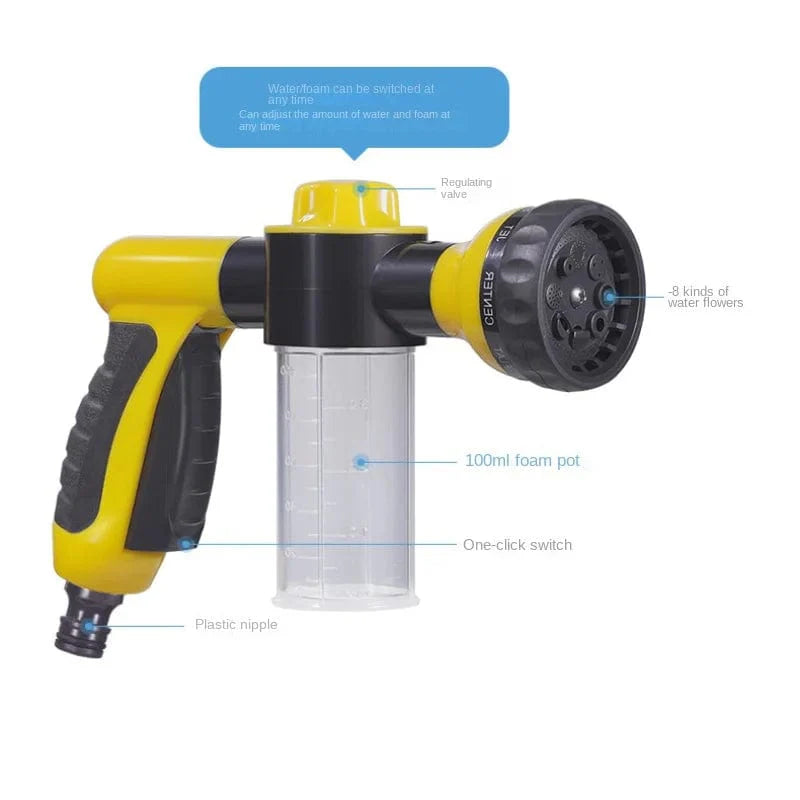 8-in-1 High-Pressure Auto Foam Hose Nozzle