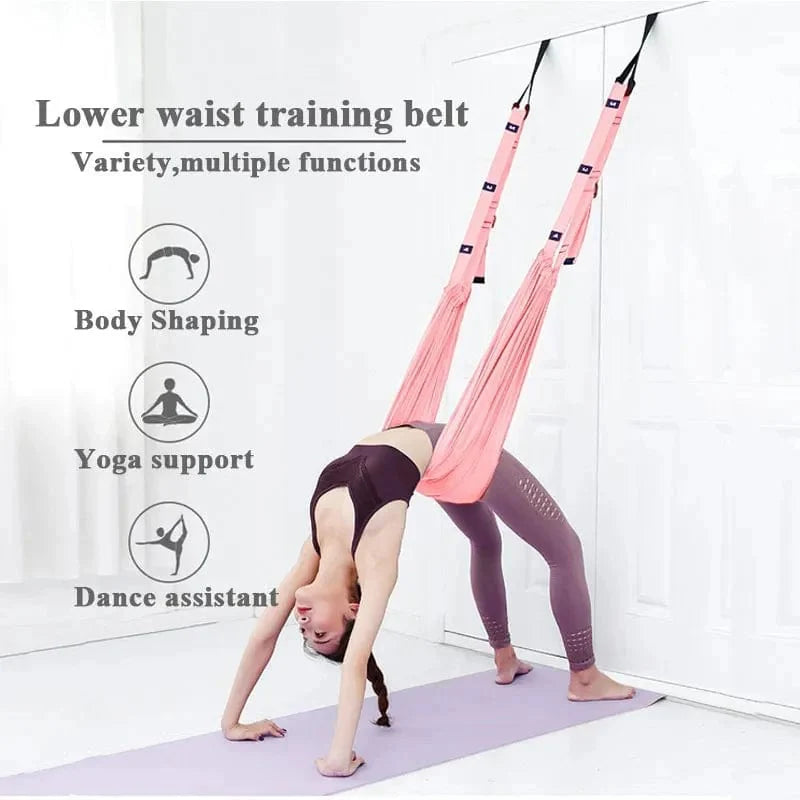 SearchFindOrder Pink Adjustable Anti-Gravity Aerial Yoga Hammock Swing Stretching Strap Gym Training Device