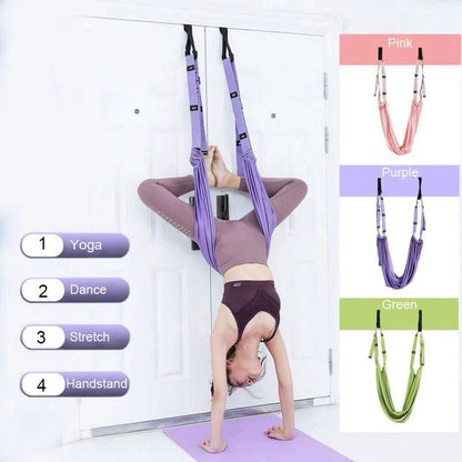 SearchFindOrder Purple Adjustable Anti-Gravity Aerial Yoga Hammock Swing Stretching Strap Gym Training Device