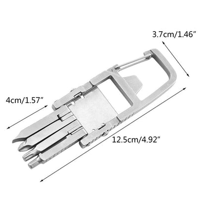 12-in-1 Keychain Stainless-Steel Folding Multitool, Screwdriver Bit Tool, Bottle Opener, Portable Pocket Tool for Outdoors, Camping