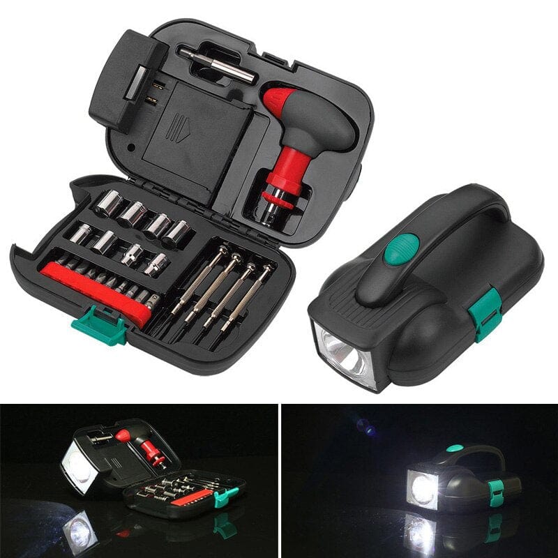 All-in-one 24-Piece Toolbox Emergency Flashlight