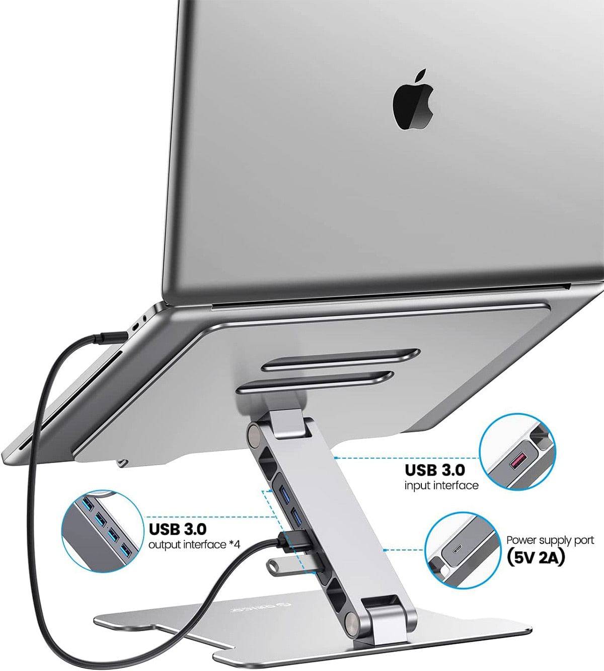 Aluminum Foldable Laptop Cooling Stand with USB 3.0 Hub - Smart Shop (Online Store for wise shoppers) 