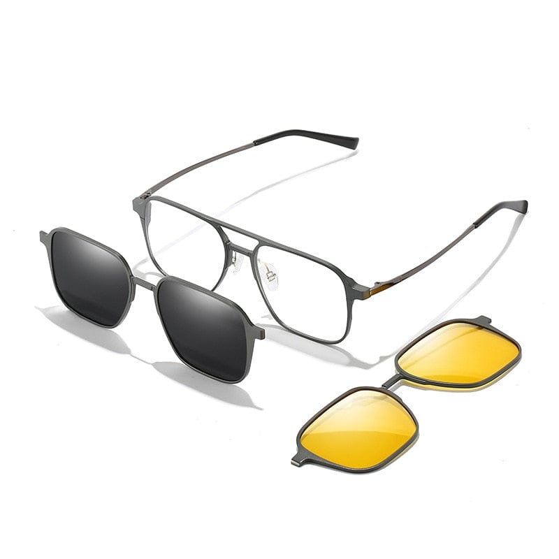 Polarized Magnetic Clip-On Aluminum Frame Lightweight Sunglasses