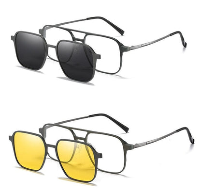 Polarized Magnetic Clip-On Aluminum Frame Lightweight Sunglasses