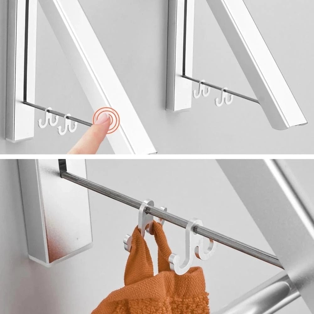 Retractable Clothes Rack, Wall-Mounted Aluminum Folding Clothes Drying Hanger