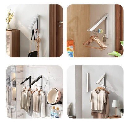 Retractable Clothes Rack, Wall-Mounted Aluminum Folding Clothes Drying Hanger