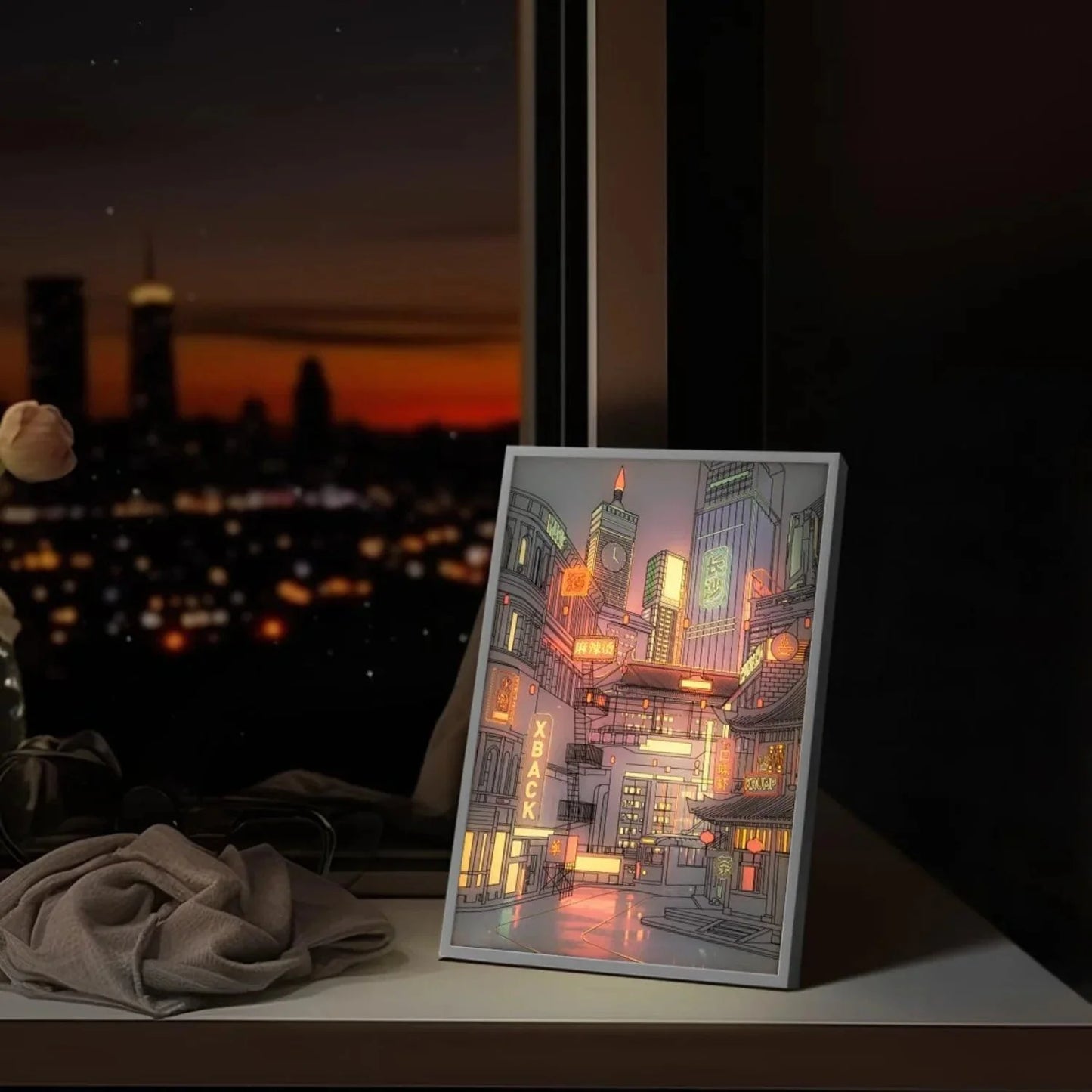 LED Light Painting, Wall Art Decor, USB Powered, Enchanting Cityscape Edition