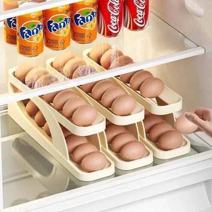 Automatic Rolling Egg Dispenser and Organizer, Space-Saving Storage Solution for Refrigerator