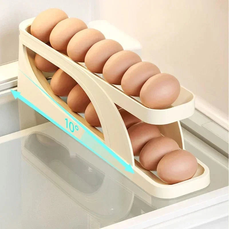 Automatic Rolling Egg Dispenser and Organizer, Space-Saving Storage Solution for Refrigerator