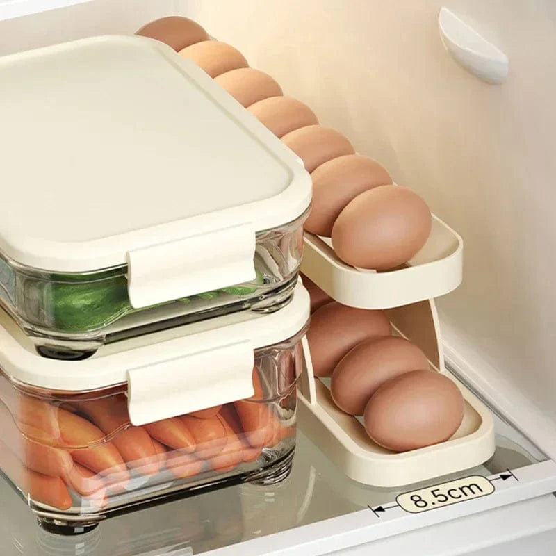 Automatic Rolling Egg Dispenser and Organizer, Space-Saving Storage Solution for Refrigerator