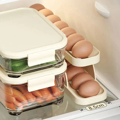 Automatic Rolling Egg Dispenser and Organizer, Space-Saving Storage Solution for Refrigerator