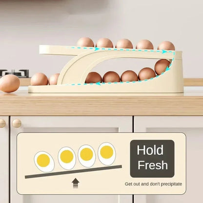 Automatic Rolling Egg Dispenser and Organizer, Space-Saving Storage Solution for Refrigerator