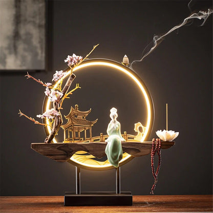 SearchFindOrder C-4 Lumina Flow Ceramic Incense Burner Night-Time Elegance & Decor Delight for Your Space