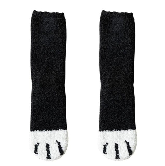 SearchFindOrder Black / One Size 2 Pairs of Cozy Thick and Warm Coral Fleece Tube Socks