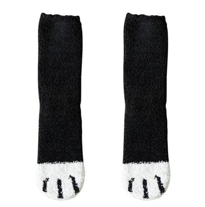 SearchFindOrder Black / One Size 2 Pairs of Cozy Thick and Warm Coral Fleece Tube Socks