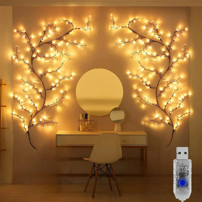 SearchFindOrder Warm White / 4.7Ft 72LEDS Bendable Willow Vine Decorative Night Light, For Bedroom