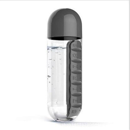 SearchFindOrder Black / 600ml Seven-Day Pill Case with 600ml Sports Water Bottle