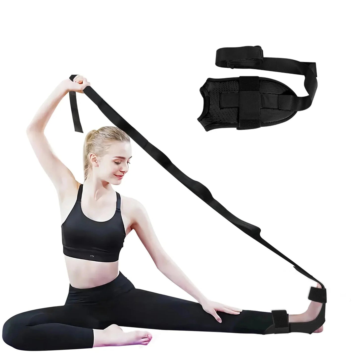 Foot and Calf Stretcher-Stretching Strap for Plantar Fasciitis, Heel Spurs, Foot Drop, Achilles Tendonitis & Hamstring, Yoga Foot & Leg Stretch Strap