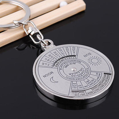 SearchFindOrder White Eternal Timekeeper Keychain Silver Alloy Perpetual Calendar Keyring