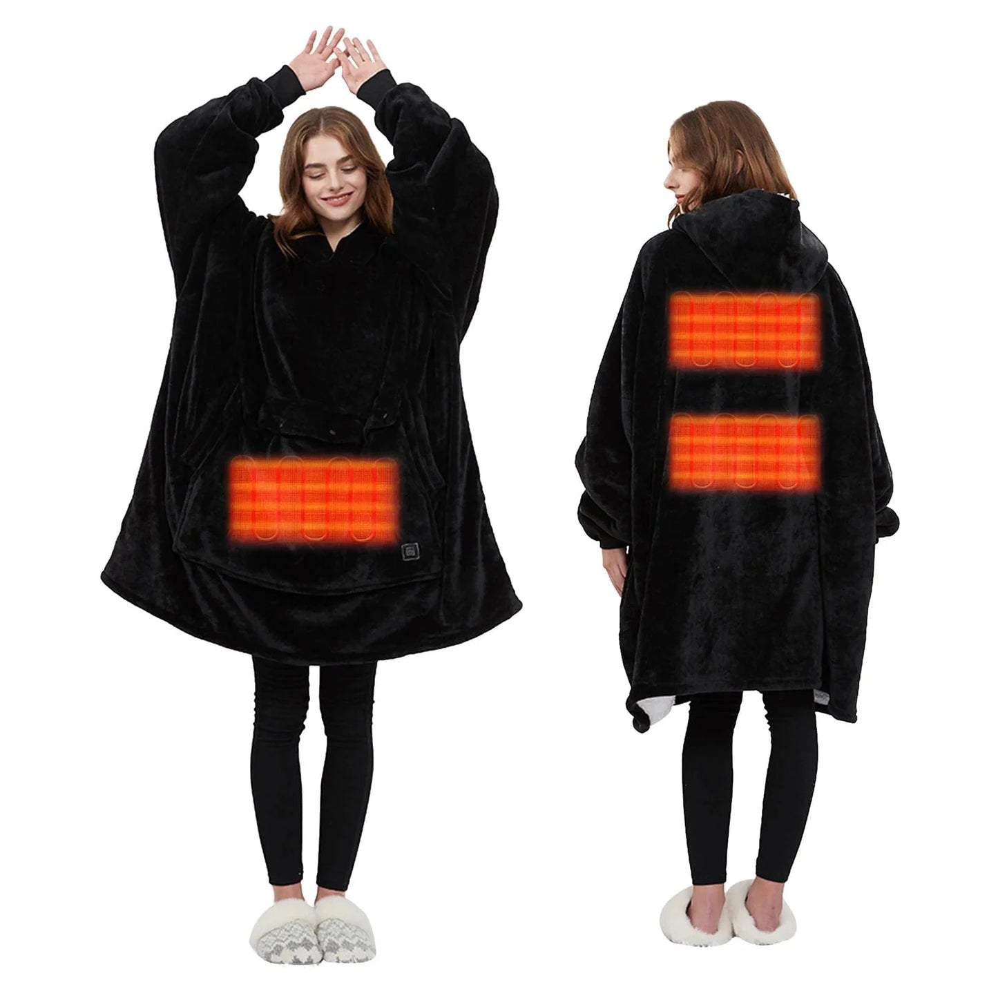 Oversized Blanket Hoodie with Sleeves, Pocket, and Heating