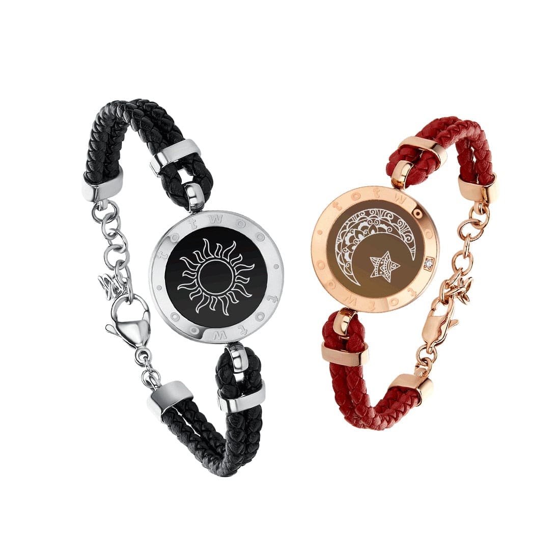 SearchFindOrder Black Red Eterna Touch  Connected Distance Bracelets for Couples