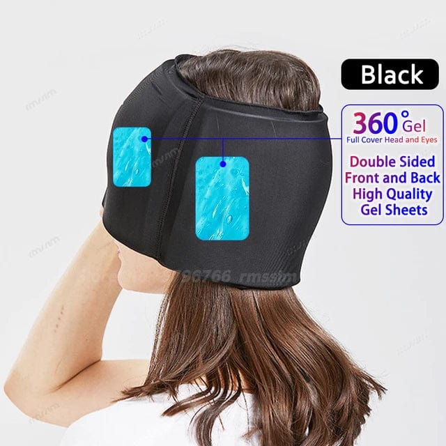 Migraine Relief Cap, Soothing Headache Ice Pack Mask, Cooling Gel Hat, Face Cold Compress Head Wrap for Tension, Stress & Hangover Relief