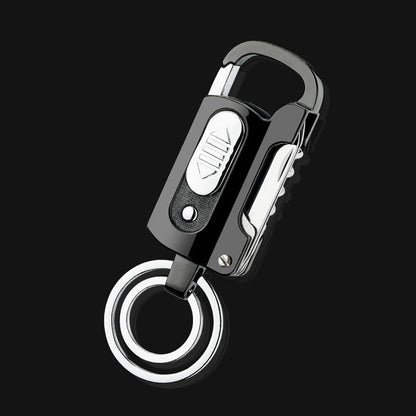 5-in-1 Windproof Rechargeable Lighter Keychain Multitool, Wine Opener, Bottle Opener, Knife, LED Flashlight, Flathead Screwdriver