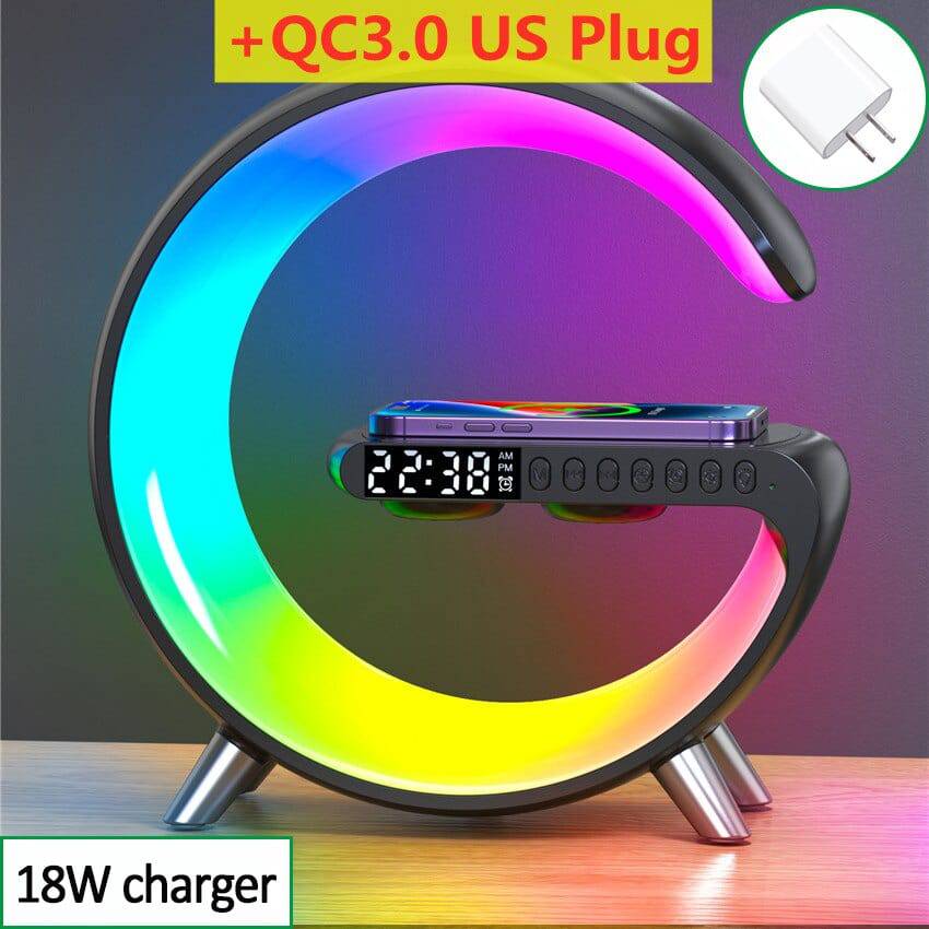 Intelligent Sunrise Smart Lamp, Multifunctional Fast Wireless Charger, Alarm Clock, Bluetooth Speaker, APP Control RGB LED Night Light Charging Station - Smart Shop (Online Store for wise shoppers) 