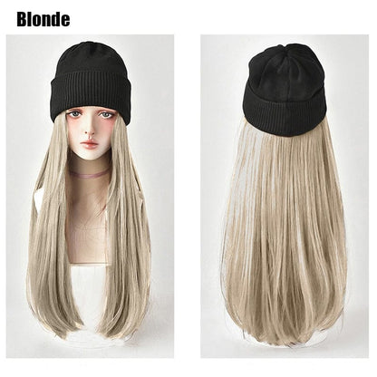 SearchFindOrder PurpleIGrey Knitted Long Hair Wig Beanie