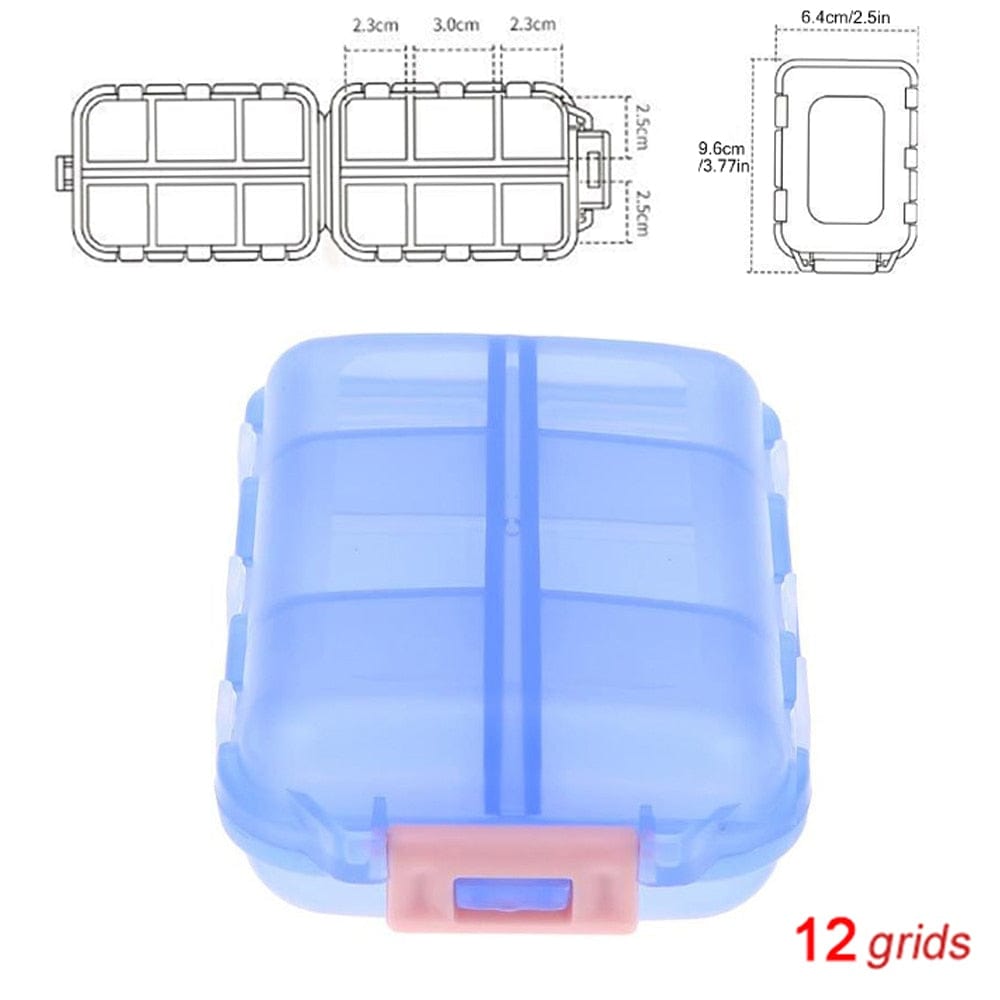 SearchFindOrder Blue - 10 Grids Moisture-Proof Travel Pill Organizer