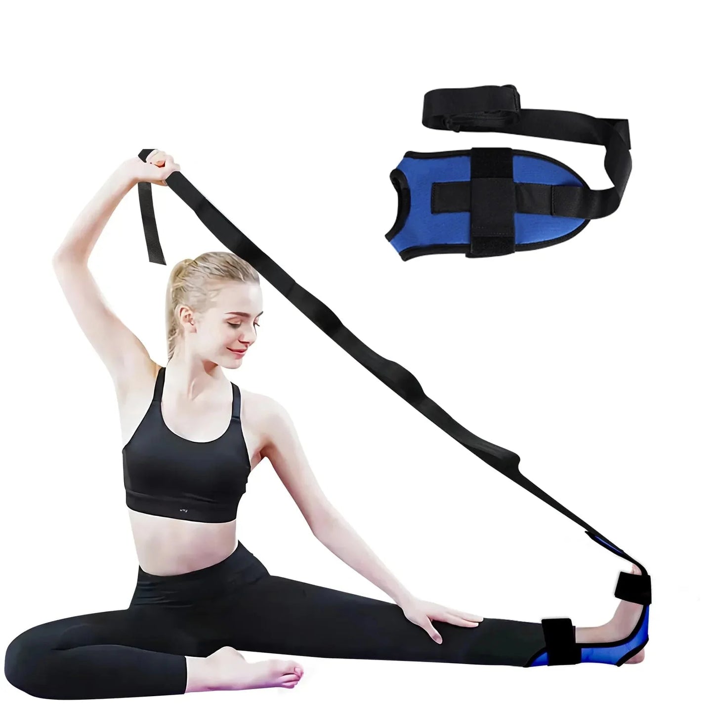 Foot and Calf Stretcher-Stretching Strap for Plantar Fasciitis, Heel Spurs, Foot Drop, Achilles Tendonitis & Hamstring, Yoga Foot & Leg Stretch Strap