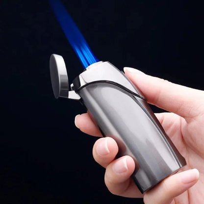 SearchFindOrder Black Nickel / CHINA Blue Flame Pro Touch Triple Torch Lighter USB Charge, Gas Mix & Electric Display