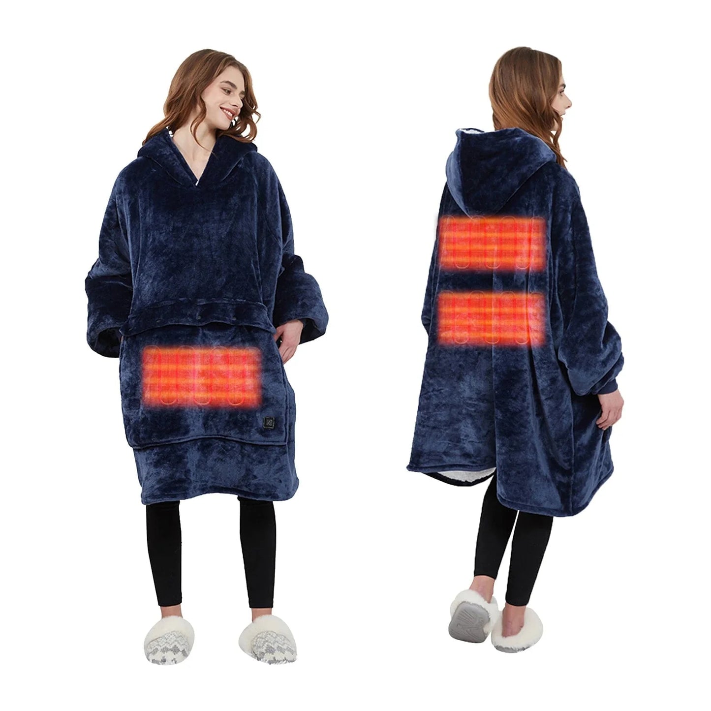 Oversized Blanket Hoodie with Sleeves, Pocket, and Heating