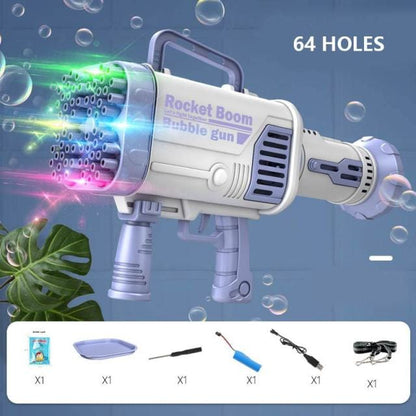 SearchFindOrder Blue with 64 Holes with Lights The Super Hand Held 64 Hole LED Glowing Bubble Machine