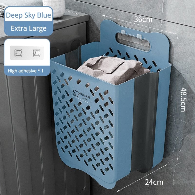 Collapsible Hanging Laundry Basket with Handle Storage Organization Dirty Clothes Basket