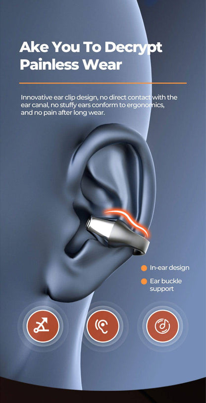 Wireless Ear Clip Bluetooth 5.2 Earphones - Smart Shop (Online Store for wise shoppers) 