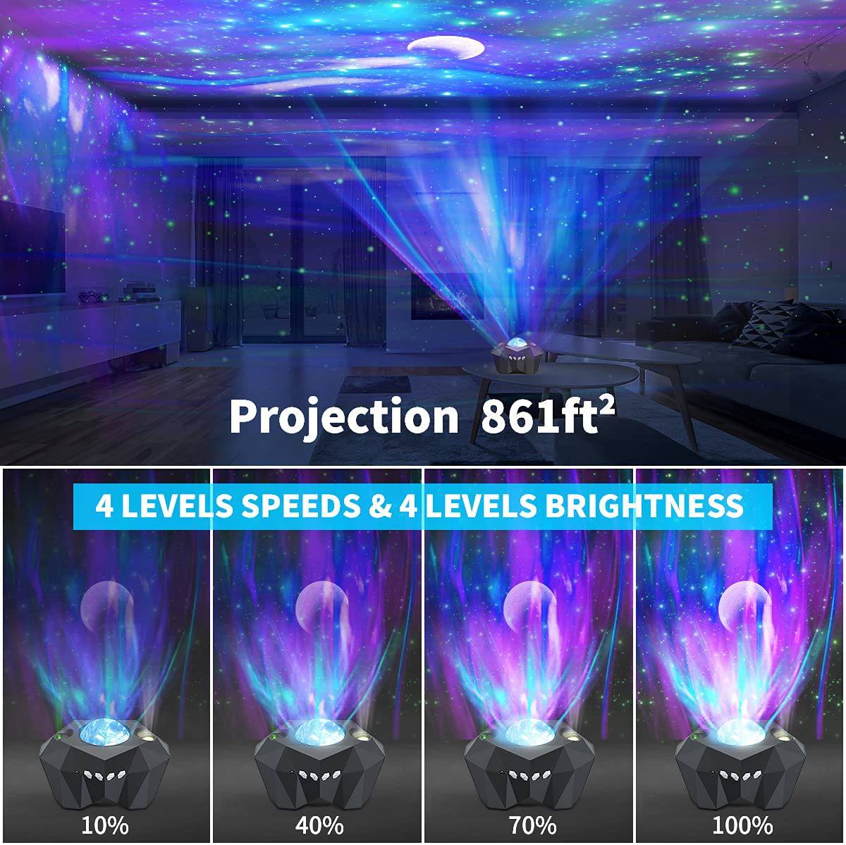 SearchFindOrder White North Moon / China Bluetooth Music Speaker Space Galaxy Starry Sky Lamp Projector