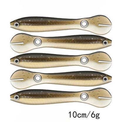 SearchFindOrder Blackwhite / China / 5 Pieces 10cm 6g Wobbling Swimming Split Tail Fishing Lure